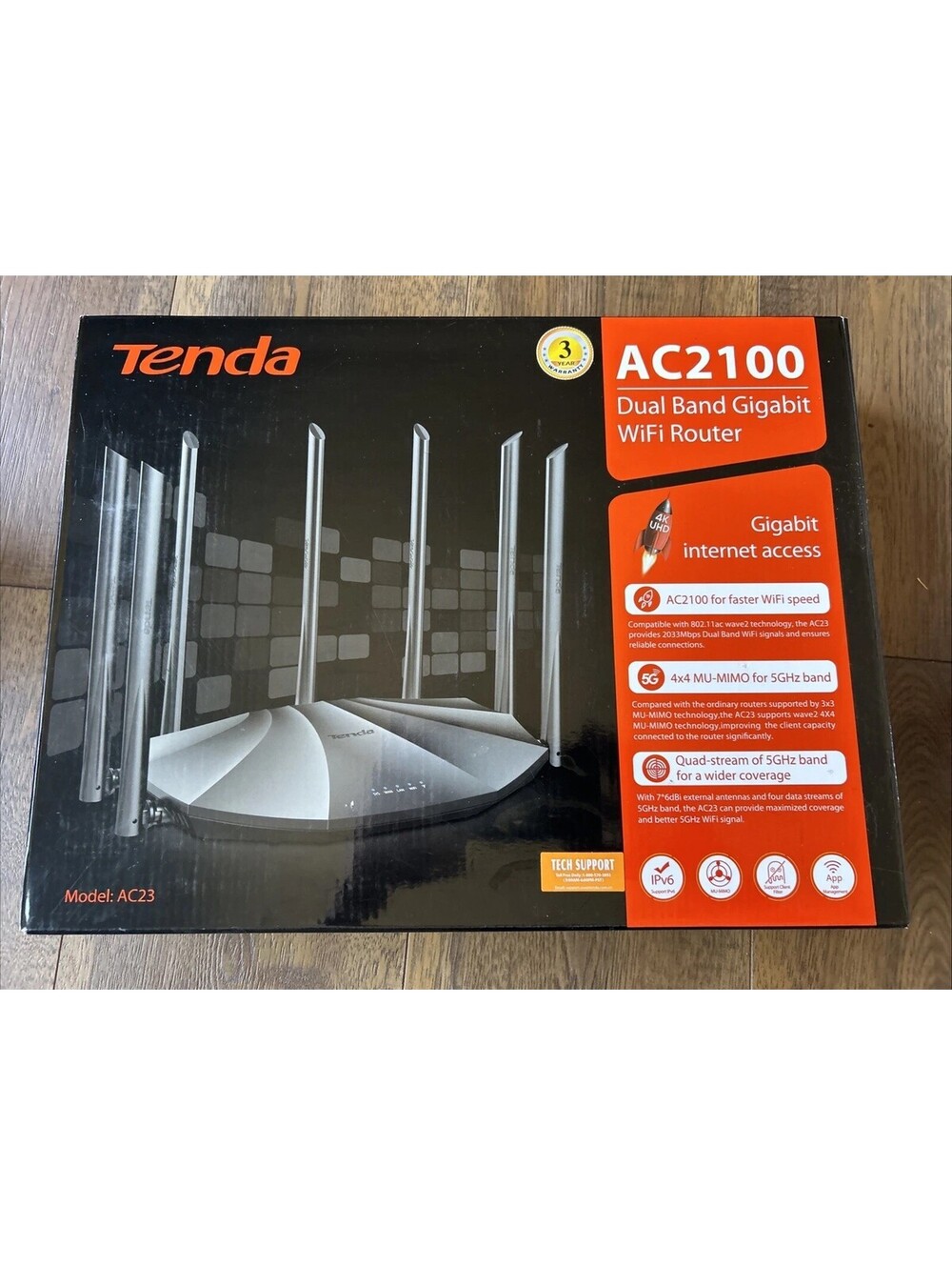 Tenda AC2100 Dual Band Gigabit WiFi Router (AC19) New Open Box
